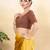 Women's mulbury silk padded back open elbow sleeves saree blouse