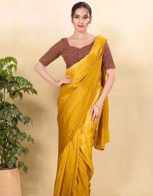 Women's mulbury silk padded back open elbow sleeves saree blouse 4
