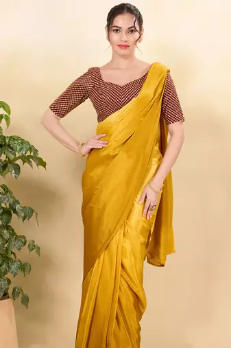 Women's mulbury silk padded back open elbow sleeves saree blouse