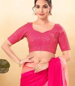 Women's mulbury silk padded back open elbow sleeves saree blouse