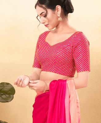 Women's mulbury silk padded back open elbow sleeves saree blouse 3