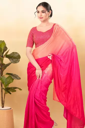 Women's mulbury silk padded back open elbow sleeves saree blouse