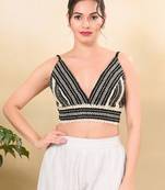 Women's cotton padded back open sleeveless saree blouse