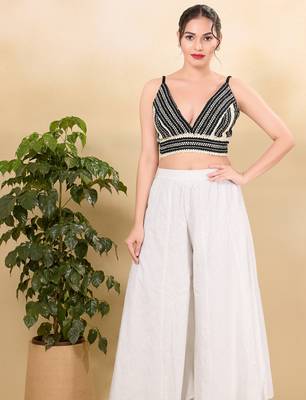 Women's cotton padded back open sleeveless saree blouse 4
