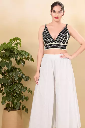 Women's cotton padded back open sleeveless saree blouse