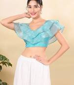 Women's tissue padded back open sleeveless saree blouse