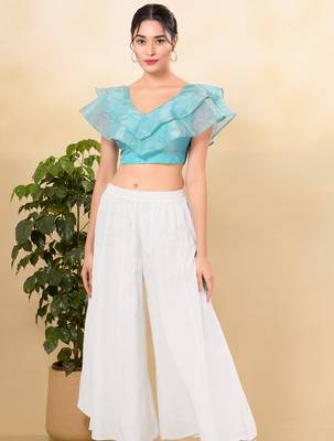 Women's tissue padded back open sleeveless saree blouse 4