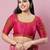 Women's silk padded front open elbow sleeves saree blouse
