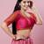 Women's silk padded front open elbow sleeves saree blouse