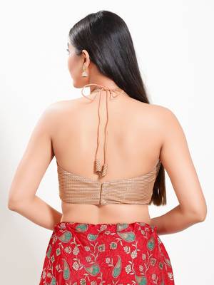 Women's shimmer padded back open sleeveless saree blouse 2