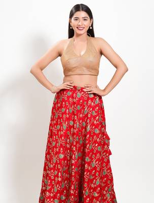 Women's shimmer padded back open sleeveless saree blouse 4