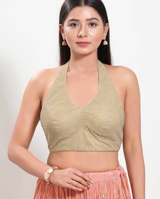Women's shimmer padded back open sleeveless saree blouse 1