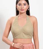 Women's shimmer padded back open sleeveless saree blouse