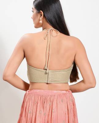 Women's shimmer padded back open sleeveless saree blouse 2