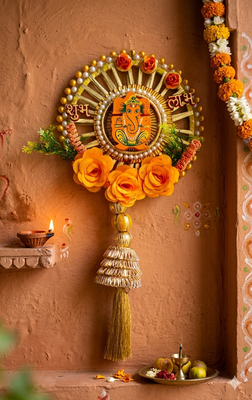 Shubh Labh Ganesh Ji Hanging Wall & Door Hanging Decoration Home Decor Occassion (Pack of 2) 2