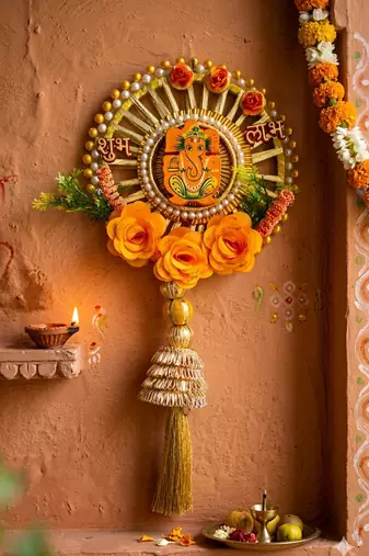 Shubh Labh Ganesh Ji Hanging Wall & Door Hanging Decoration Home Decor Occassion (Pack of 2)