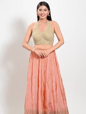 Women's shimmer padded back open sleeveless saree blouse 4