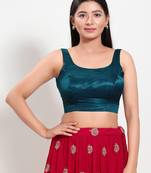 Women's silk padded back open sleeveless saree blouse