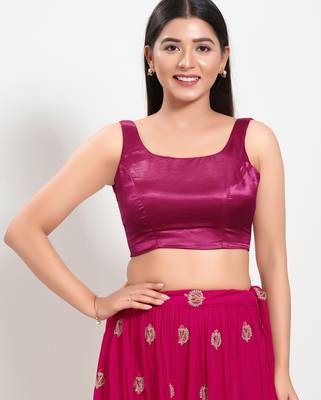 Women's silk padded back open sleeveless saree blouse 1