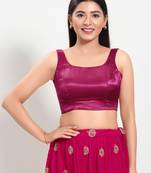 Women's silk padded back open sleeveless saree blouse
