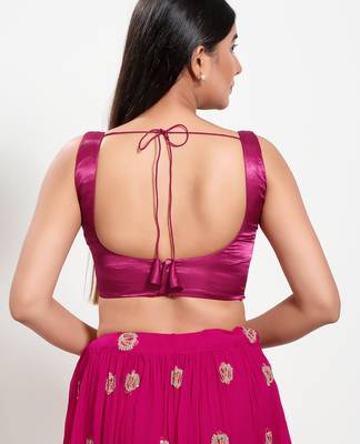 Women's silk padded back open sleeveless saree blouse 2