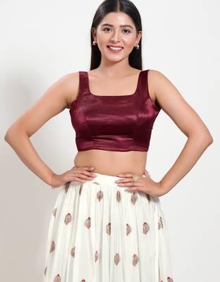 Women's silk padded back open sleeveless saree blouse 1