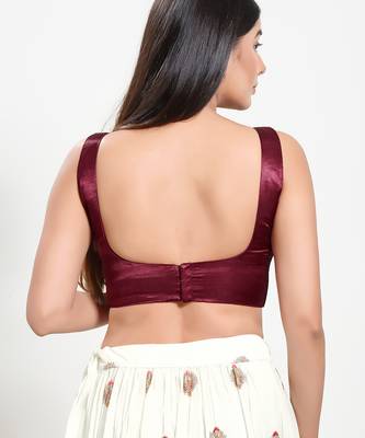 Women's silk padded back open sleeveless saree blouse 2