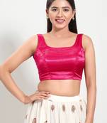 Women's silk padded back open sleeveless saree blouse