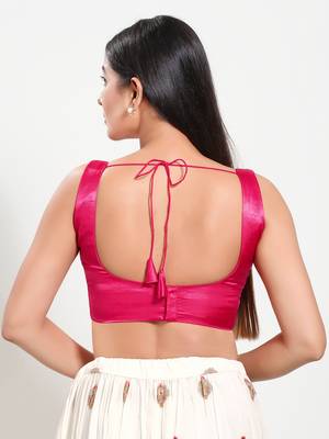 Women's silk padded back open sleeveless saree blouse 2