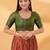Women's brocade padded front open elbow sleeves saree blouse