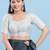 Women's brocade padded front open elbow sleeves saree blouse