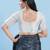 Women's brocade padded front open elbow sleeves saree blouse