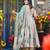 Cream floral printed silk blend fully flared anarkali suit
