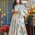 Cream floral printed silk blend fully flared anarkali suit