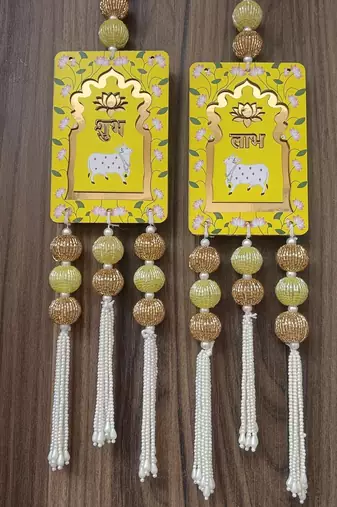 Lotus Cow Shubh Labh Hanging Toran for Main Door for Home Decor Hanging (Pack of 2)