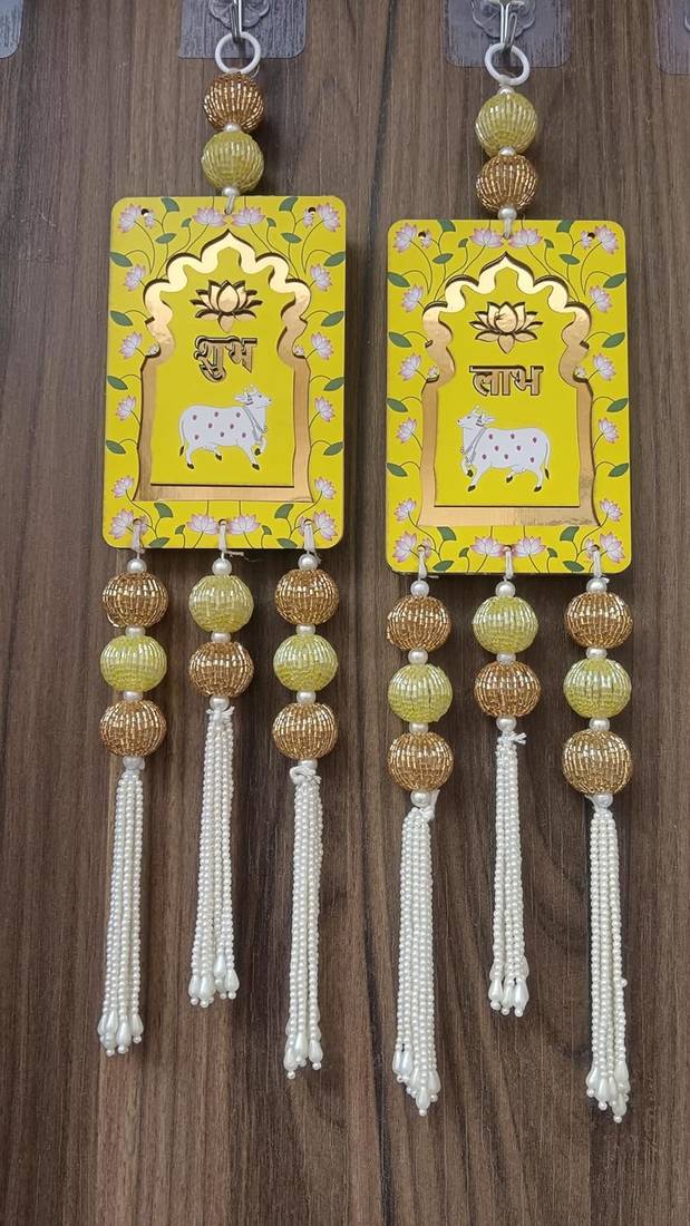 Lotus Cow Shubh Labh Hanging Toran for Main Door for Home Decor Hanging (Pack of 2)