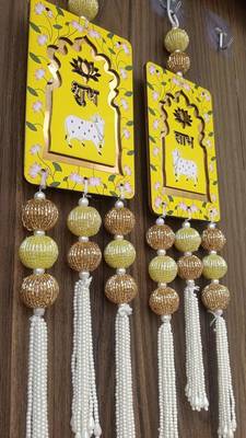 Lotus Cow Shubh Labh Hanging Toran for Main Door for Home Decor Hanging (Pack of 2) 3