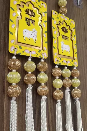 Lotus Cow Shubh Labh Hanging Toran for Main Door for Home Decor Hanging (Pack of 2)