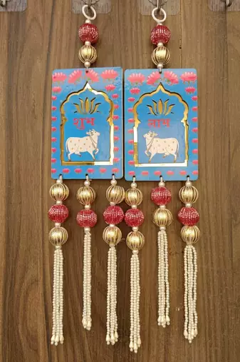 Lotus Cow Shubh Labh Door Hanging Toran for Home Diwali Decor Door Hanging (Pack of 2)