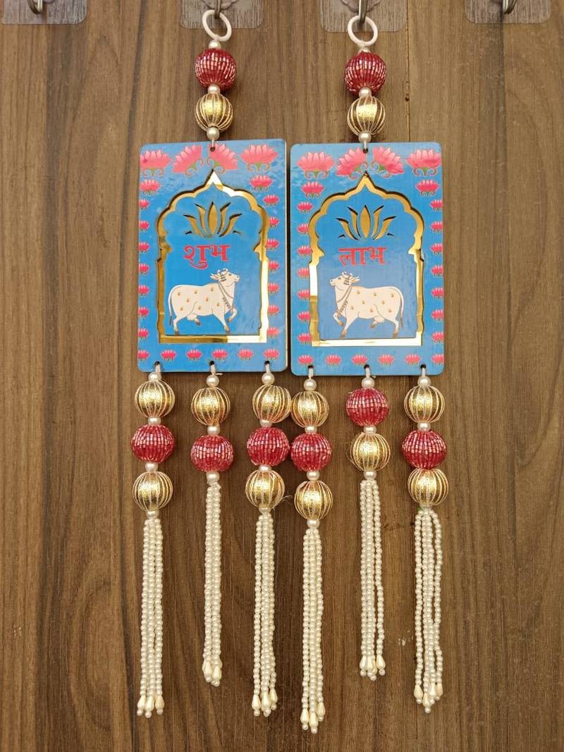Lotus Cow Shubh Labh Door Hanging Toran for Home Diwali Decor Door Hanging (Pack of 2)