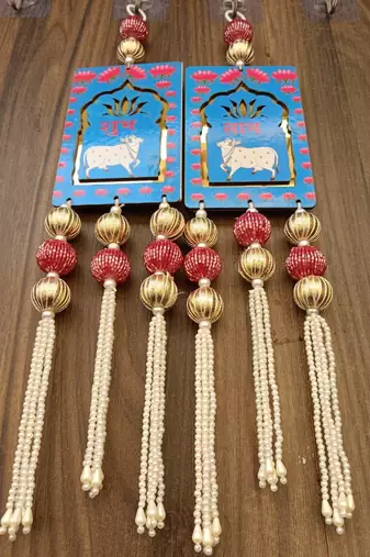 Lotus Cow Shubh Labh Door Hanging Toran for Home Diwali Decor Door Hanging (Pack of 2)