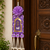 Handmade Purple Floral Pearl Beads Shubh Labh MDF Decorative Door Hanging (Pack of 2)