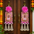 Handmade Pink Floral Pearl Beads Shubh Labh MDF Decorative Door Hanging (Pack of 2)