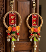 Handmade Wall Ornament for Home Decoration | Traditional Shubh Labh Flower Hanging (Pack of 2)