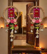 Handmade Wall Ornament for Home Office Decoration | Traditional Shubh-Labh Flower Hanging (Pack of 2)