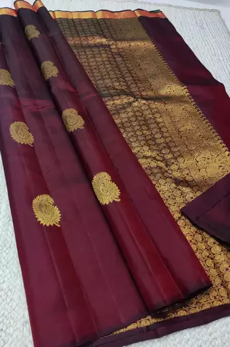 Maroon color art silk blend sarees with blouse