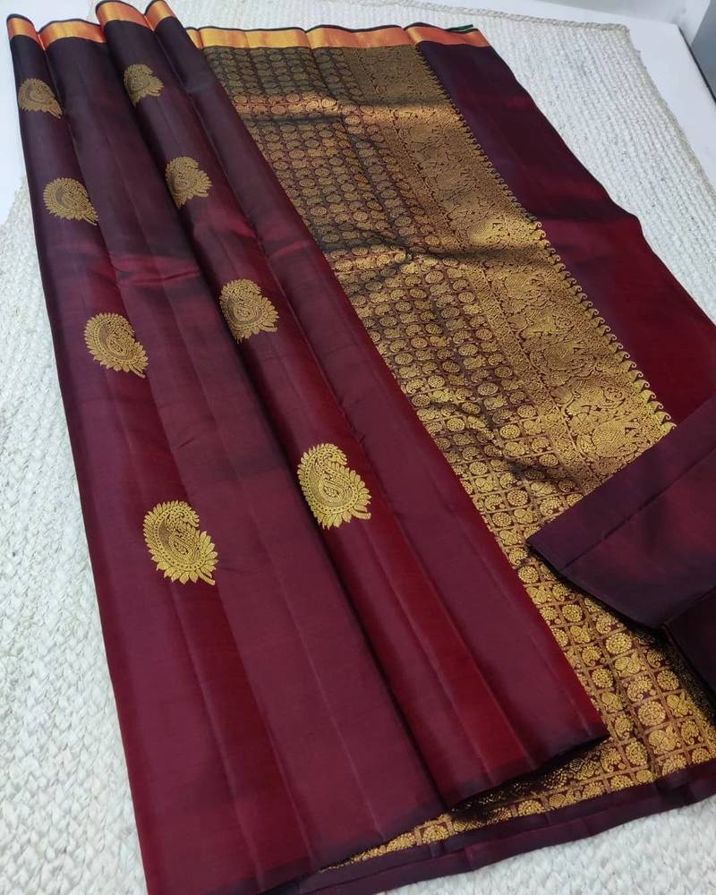 Maroon color art silk blend sarees with blouse