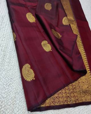 Maroon color art silk blend sarees with blouse 2