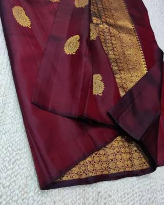Maroon color art silk blend sarees with blouse 3