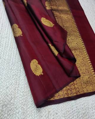 Maroon color art silk blend sarees with blouse 4